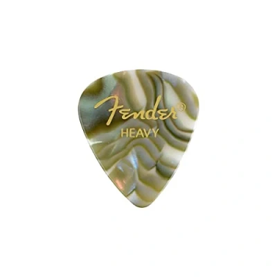 Abbildung von Fender 351 Shape Premium Plektren (12 Stück) für E Gitarre, Akustikgitarre, Mandoline und Bass Heavy Mehrfarbig (Abalone)