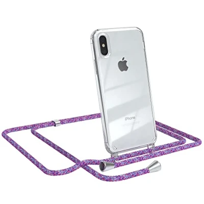 Abbildung von EAZY CASE Handykette kompatibel mit iPhone X/XS Handyhülle Umhängeband, Handykordel Schutzhülle, Silikonhülle, Hülle Band, Stylische Kette für Smartphone, Unicorn