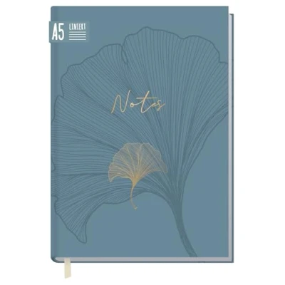 Abbildung von Notizbuch A5 liniert &quot;Blue Ginkgo&quot; von Trendstuff by Häfft 124 Seiten, 62 Blatt ideal als Tagebuch, Bullet Journal, Ideenbuch, Schreibheft nachhaltig &amp; klimafreundlich