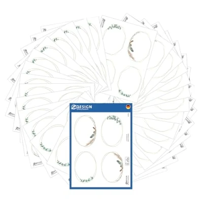Abbildung von AVERY Zweckform Set Etiketten selbstklebend 120 Stück (52x71mm, Aufkleber Marmeladenglas, Einmachen, Haushaltsetiketten, Produktaufkleber in cremeweißer Strukturoptik, handbeschriftbar) Art. 51041