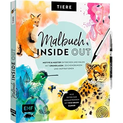 Abbildung von Malbuch Inside Out: Watercolor Tiere: Motive und Muster entdecken malen Mit Grundlagen, Zeichenübungen Inspirationen Alle Seiten zum Heraustrennen Twin Brush Marker