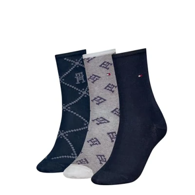 Abbildung von Tommy Hilfiger Women SOCK 3PACK Monogram Giftbox Socken, Damen, Größe: 35 38, Navy