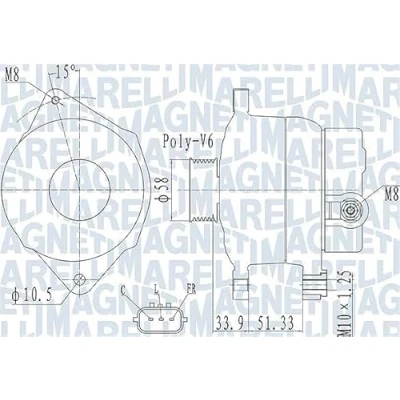 Abbildung von MAGNETI MARELLI 063732138010 Lichtmaschine 14V 110A KIA: cee‘d I Schrägheck, Venga, Kombi, HYUNDAI: ix35