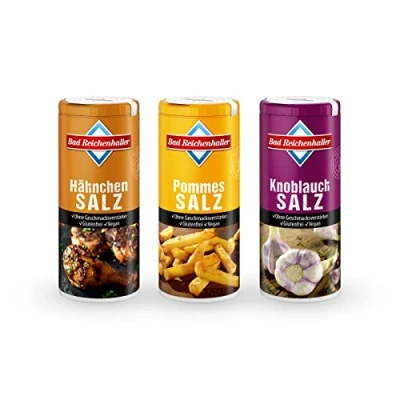 Abbildung von Bad Reichenhaller Grill Gewürz Set 3er Bundle jeweils 90g Dose Hähnchen Pommes Knoblauch Salz Vegan ohne Geschmacksverstärker Probierset