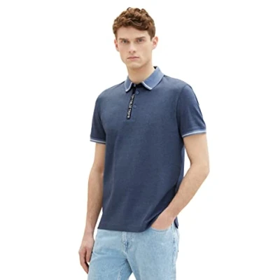 Abbildung von TOM TAILOR Herren Basic Poloshirt 1035621, 31502 greish mid blue navy twotone, L
