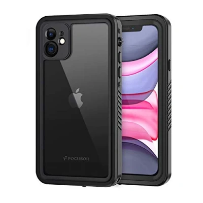 Abbildung von Focusor für iPhone 11 Hülle, IP68 Wasserdicht HandyHülle 360 Schutzhülle Stoßfest Staubdicht Outdoor Panzerhülle mit Eingebautem Displayschutz,Schwarz