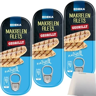 Abbildung von Edeka Gegrillte Makrelenfilets naturell 3er Pack (3x120g Dose) + usy Block