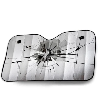 Abbildung von OK Cars Alu Sonnenschutz für Frontscheiben Glas 130 x 70 cm Hitzeschutz Auto Universell passender Frontscheibe Faltbarer Windschutzscheibe