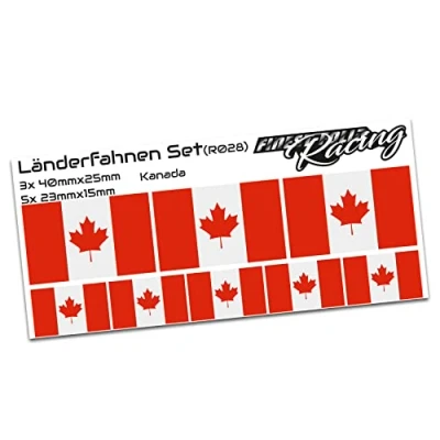 Abbildung von Finest Folia 8er Set Länderaufkleber Fahne Länderfahne Flagge Wetterfest RC Car Auto Motorrad Sticker Fahrrad Aufkleber Modellbau R028 (Canada)