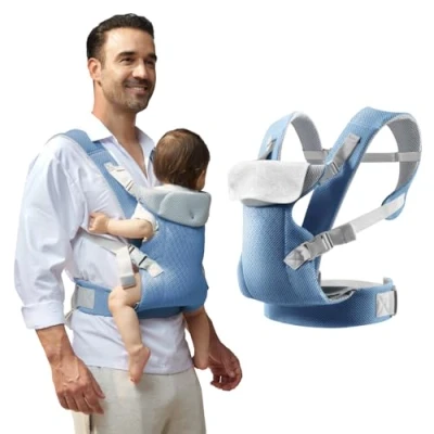 Abbildung von IULONEE Babytrage für Neugeborene Ergonomic Tragetaschen Kleinkinder ab Geburt Tragetuch Baby Carrier Vorder Rückseite Tragetasche 3 36 Monate (Himmelblau)
