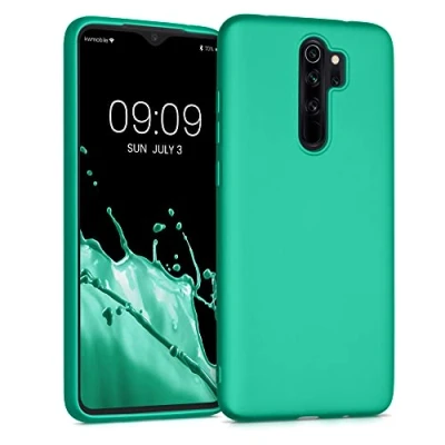 Abbildung von kwmobile Case kompatibel mit Xiaomi Redmi Note 8 Pro Hülle Schutzhülle aus Silikon metallisch schimmernd Handyhülle Metallic Türkis