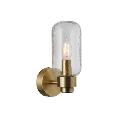 Abbildung von Wandleuchte Tutan, Metall, Glas, E14, IP44, messingfarben