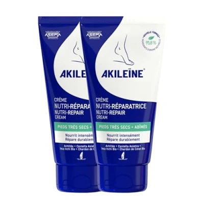 Abbildung von Akileïne Nährstoffcreme, reparierend, trockene Füße, intensive Feuchtigkeit, repariert Risse und Risse, weichere regenerierende Haut, 2 x 75 ml