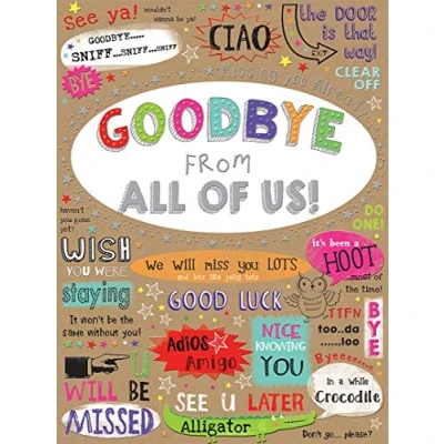 Abbildung von Piccadilly Greetings Group Ltd Sloane Graphics Goodbye From All Of Us! Abschiedskarte, 298 x 222 mm, Braun