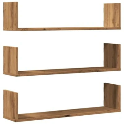 Abbildung von vidaXL Wandregale 3 STK., Wandregal mit Stauraum, Hängeregal für Esszimmer Wohnzimmer, Bücherregal Schweberegal Wandboard, Artisan Eiche Holzwerkstoff