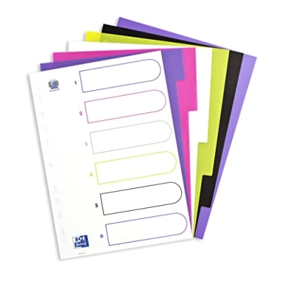 Abbildung von Oxford Hängeregistereinsatz Kunststoff Register myColour, DIN A4, 6 teilig, blank