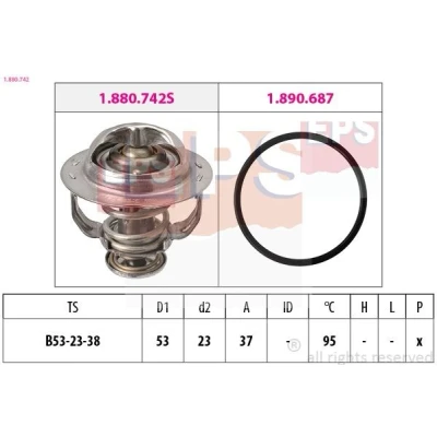 Abbildung von FACET 7.8742 Kühlwasserthermostat 95 53 Made in Italy OE Equivalent mit Dichtung AUDI: A4 B8 Avant, A3 Schrägheck, Sportback, VOLKSWAGEN: GOLF 6
