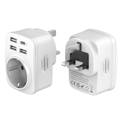 Abbildung von Hoppac Englischer Stecker Adapter, Französischer Adapter mit 3USB A und 1USB C, 5 in 1 Multifunktions