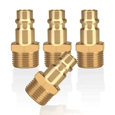 Abbildung von 4stk Druckluftkupplung mit Außengewinde 3/8&quot; Messing AG 3/8 Zoll Kupplungsstecker Kupplungsdose Schlauchstecker Ventilsteckdose Gewindestecker