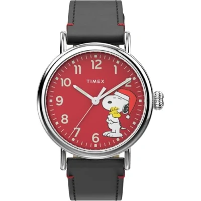 Abbildung von Timex X Peanuts TW2V61100 Reloj Snoopy Holiday de 40 mm, Rosso, Correa