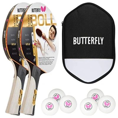 Abbildung von Butterfly Tischtennisschläger 1x Timo Boll Gold 85020 + Drive Case 2, Tischtennis Schläger Set Tischtennisset Table Tennis Bat Racket