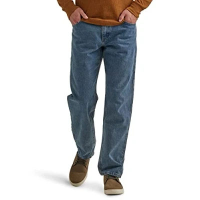 Abbildung von Wrangler Authentics Herren Klassische Baumwolljeans mit 5 Taschen und lockerer Passform Jeans, Stonewashed, 44W / 32L
