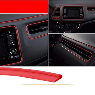Abbildung von MASO Auto Innenleiste, Universal Dekoration, Nadelstreifen Klebeband, 5 m, Rot, ABS, 3D Streifen mit Werkzeug