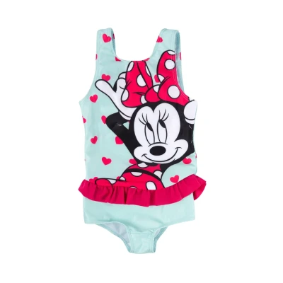 Abbildung von Disney Minnie Mouse MIT RÜSCHEN Badeanzug für Kinder, Größe: 122/128, Türkis