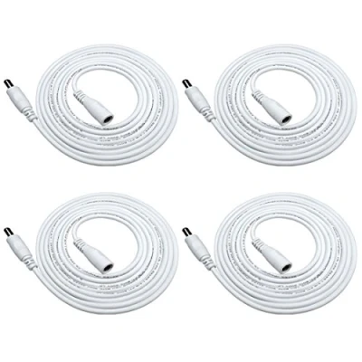 Abbildung von Liwinting 4pcs 2m/6.56Feet DC Verlängerungskabel 5.5 mm x 2.1 Anschlusskabel Verbinderkabel Verteiler Männlich zu Weiblich Verbinder für Netzteil, LED, CCTV Kamera Power, Auto Weiß