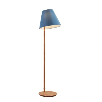 Abbildung von Lucande Stehleuchte Jinda, blau, Holz, Stoff, Höhe 160 cm