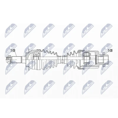 Abbildung von NTY NPW SU 039 Antriebswelle Vorderachse links 619 SUZUKI: SX4 I Schrägheck, FIAT: Sedici