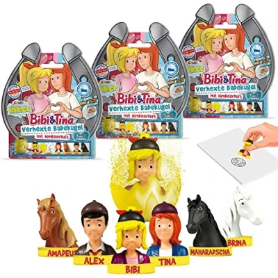 Abbildung von INKEE BIBI &amp; Tina 3er Set Verhexte Badekugel mit Überraschung, 3X Kinder Badebomben Baby Spielzeug, Himbeerduft