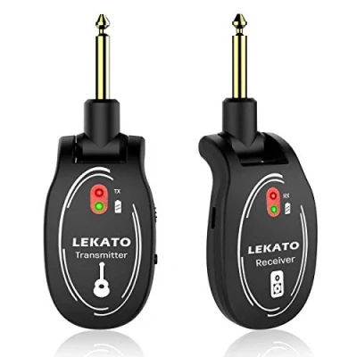 Abbildung von LEKATO Kabelloses Gitarrensystem Drahtloser Gitarrensender und empfänger Wiederaufladbares Gitarren Funksystem Hochfrequenz der kabellosen Gitarre für E Gitarrenbass geeignet
