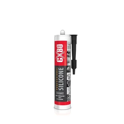 Abbildung von CX80 Hochtemperatur Silikon transparent Dauerelastische Versiegelung Für Temperaturen von 65C bis +380 Bauwesen, KFZ und Industrie Beständig gegen Öle, Benzin Fette 310ml Kartusche