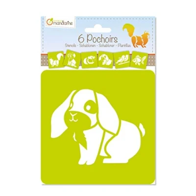 Abbildung von Avenue Mandarine 42445MD Set mit 6 Schablonen, 15 x cm, geeignet für Kinder ab 3 Jahren, Filz und Farbstifte, Farben oder Farbbomben, Haustiere, 1 Set, mehrfarbig