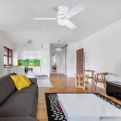 Abbildung von 72180 Halley 112 cm weißer Deckenventilator, Beleuchtung mit Opal Milchglas