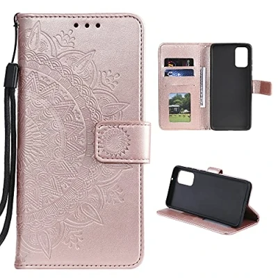 Abbildung von CoverKingz Handyhülle kompatibel mit Samsung Galaxy A72 Handytasche Kartenfach Klapphülle Case Handy Hülle klappbar Motiv Mandala Rosegold