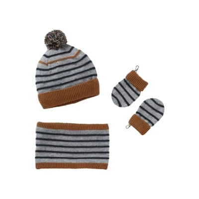 Abbildung von Vertbaudet Jungen Baby Set: Mütze, Rundschal &amp; Fäustlinge grau meliert 86/98