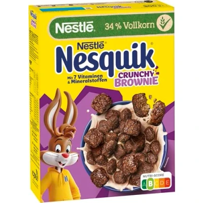 Abbildung von Nestlé NESQUIK Crunchy Brownie, knusprige Frühstücks Cerealien mit Schoko Stückchen und einer innovativen Form für den extra Crunch, 1er Pack (1 x 300g)