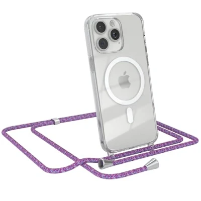 Abbildung von EAZY CASE Handykette kompatibel mit iPhone 15 Pro Max Kette zum Umhängen Stoßfest Handyhülle für Silikon Hülle Band Handytasche Transparent als Fallschutz in Unicorn