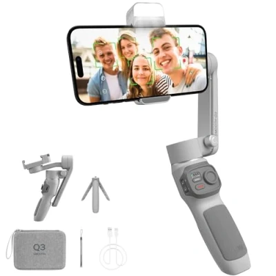 Abbildung von Zhi Yun Smooth Q3 Combo [Official] Gimbal Smartphone Stabilisator, 3 Achsen Handy mit Fülllicht vom Touch Button Typ, für iPhone&amp;Android, Vlogging, YouTube, TikTok