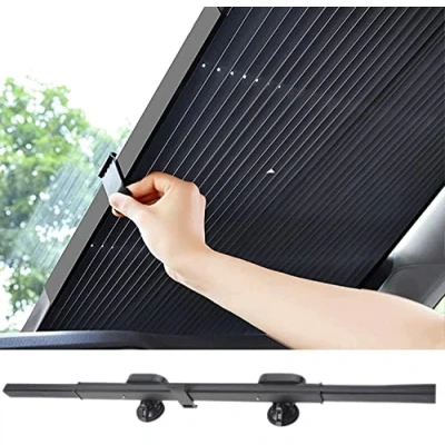 Abbildung von Auto Sonnenschutz, Versenkbare Automatische Einziehbare Windschutzscheibe Visor mit Saugnapf Schutz, Sun Shades Rollos für Frontscheibe und Heckscheibe, LKW SUV (70cm)