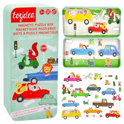 Abbildung von Toydea Magnetspiel Puzzle Box Autos Fördert Motorik &amp; Fantasie Magnetisches Spielzeug ab 3 Jahre, ideales Reisespiel für Kinder Beschäftigung Autofahrt Flugzeug