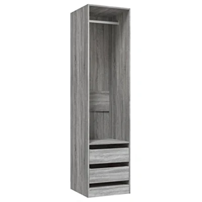 Abbildung von vidaXL Kleiderschrank mit Schubladen Garderobenschrank Schrank Hochschrank Aufbewahrungsschrank Schlafzimmerschrank Grau Sonoma 50x50x200cm