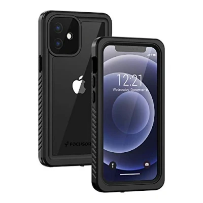 Abbildung von Focusor für iPhone 12 Mini Hülle, IP68 Wasserdicht HandyHülle 360 Schutzhülle Stoßfest Staubdicht Outdoor Panzerhülle mit Eingebautem Displayschutz,Schwarz
