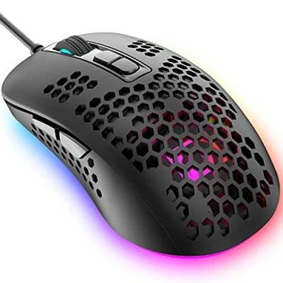 Abbildung von Ultraleichte kabelgebundene Gaming Maus, Model O ergonomisches, leichtes Wabenschalen Design, 4 Arten von RGB Mäusen mit Hintergrundbeleuchtung, einstellbare DPI 2400, optische USB Mäuse (Schwarz)
