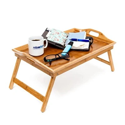 Abbildung von relaxdays Tablett Betttablett Bambus lackiert klappbar,