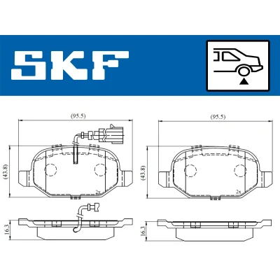 Abbildung von SKF VKBP 90398 E Bremsbelagsatz inkl. Verschleißwarnkontakt