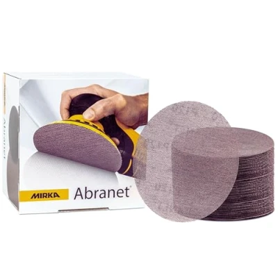 Abbildung von Mirka Abranet Netz Schleifscheiben Ø 150 mm Klett / Korn P360 50 Stk zum Schleifen von Holz, Spachtel, Lack, Kunststoff 5424105037