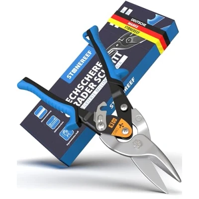 Abbildung von Blechschere gerader Schnitt [int. Millimeterskala] Metallschere für Trockenbau, Trapezblech, Metall, Drahtschere Drahtgitter, Blech Schneider, Metallschere, Schneiden, Sheet Metal Cutter
